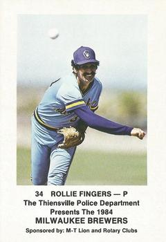 1984 Milwaukee Brewers Police - Thiensville Police Department and M-T Lion And Rotary Clubs #NNO Rollie Fingers Front