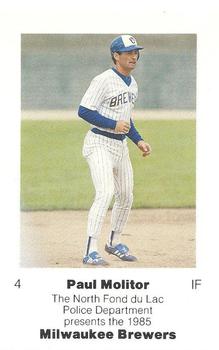 1985 Milwaukee Brewers Police - North Fond du Lac Police Department #NNO Paul Molitor Front