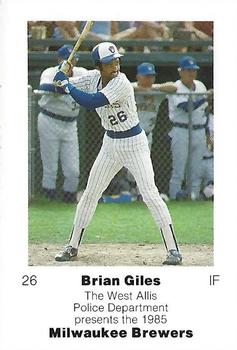 1985 Milwaukee Brewers Police - West Allis Police Department #NNO Brian Giles Front