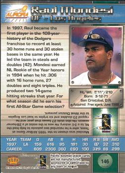 1998 Pacific Aurora #146 Raul Mondesi Back