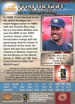 1998 Pacific Aurora #82 Fred McGriff Back