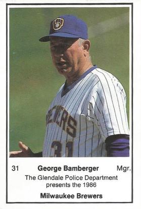 1986 Milwaukee Brewers Police - Glendale Police Department #NNO George Bamberger Front
