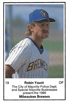 1986 Milwaukee Brewers Police - City of Mayville Police Dept. and Special Mayville Businesses #NNO Robin Yount Front