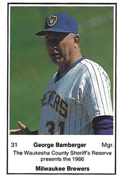 1986 Milwaukee Brewers Police - Waukesha County Sheriff's Reserve #NNO George Bamberger Front