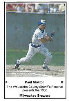 1986 Milwaukee Brewers Police - Waukesha County Sheriff's Reserve #NNO Paul Molitor Front