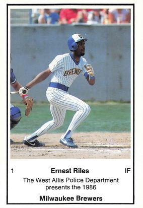 1986 Milwaukee Brewers Police - West Allis Police Department #NNO Ernest Riles Front