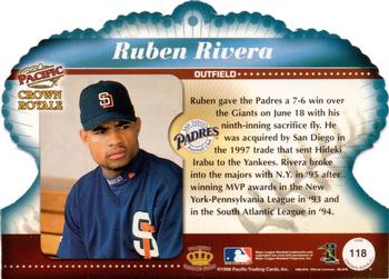 1998 Pacific Crown Royale #118 Ruben Rivera Back