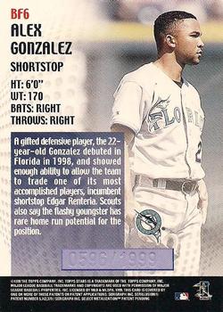 1999 Topps Stars - Bright Futures #BF6 Alex Gonzalez  Back