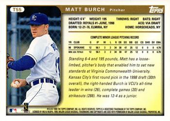 1999 Topps Traded and Rookies - Autographs #T55 Matt Burch  Back