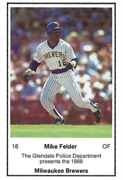 1988 Milwaukee Brewers Police - Glendale Police Department #NNO Mike Felder Front