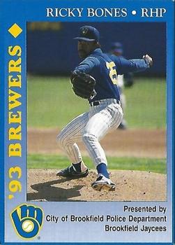 1993 Milwaukee Brewers Police - City of Brookfield Police Department, Brookfield Jaycees #NNO Ricky Bones Front