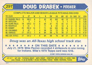 1987 Topps Traded #29T Doug Drabek Back