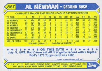 1987 Topps Traded #86T Al Newman Back