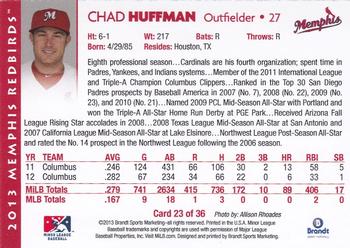 2013 Brandt Memphis Redbirds #23 Chad Huffman Back