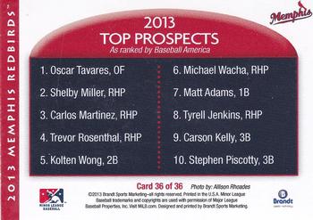 2013 Brandt Memphis Redbirds #36 Top Prospects Back
