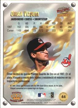 1998 Pacific Invincible - Gems of the Diamond #44 Omar Vizquel Back