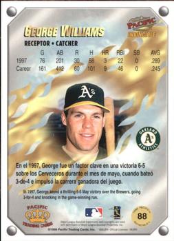 1998 Pacific Invincible - Gems of the Diamond #88 George Williams Back