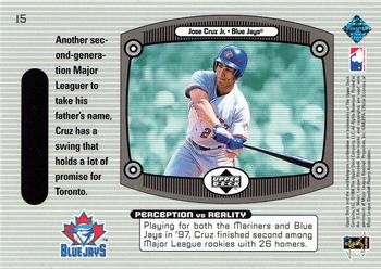 1999 Upper Deck - Immaculate Perception #I5 Jose Cruz Jr.  Back