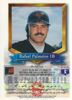 1994 Topps - Superstar Samplers Finest #227 Rafael Palmeiro Back