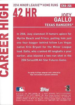 2015 Topps Update - Career High Autographs #CHA-JGA Joey Gallo Back