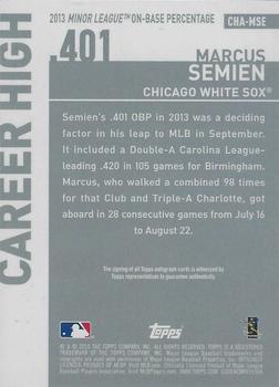 2015 Topps Update - Career High Autographs #CHA-MSE Marcus Semien Back