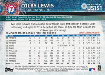 2015 Topps Update - Rainbow Foil #US151 Colby Lewis Back
