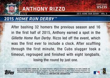 2015 Topps Update - Rainbow Foil #US235 Anthony Rizzo Back