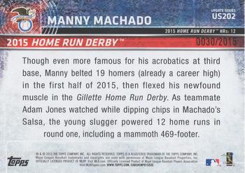 2015 Topps Update - Gold #US202 Manny Machado Back