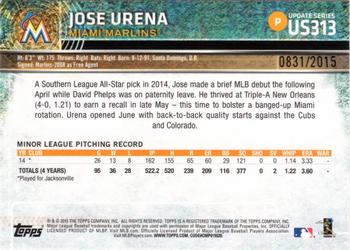 2015 Topps Update - Gold #US313 Jose Urena Back