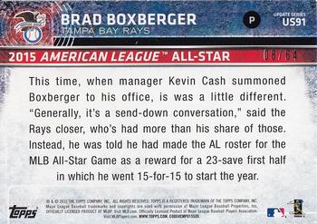 2015 Topps Update - Black #US91 Brad Boxberger Back