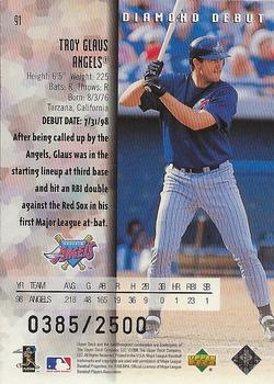 1999 Upper Deck Black Diamond - Double #91 Troy Glaus Back