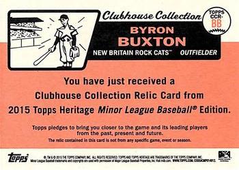 2015 Topps Heritage Minor League - Clubhouse Collection Relics Orange #CCR-BB Byron Buxton Back