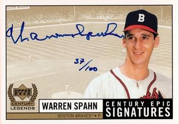 1999 Upper Deck Century Legends - Epic Signatures Century #WS Warren Spahn  Front
