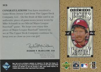 1999 Upper Deck Century Legends - Jerseys of the Century #MS Mike Schmidt  Back