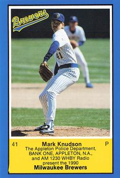 1990 Milwaukee Brewers Police - Appleton Police Department, Bank One, Appleton, N.A. & AM 1230 WHBY Radio #NNO Mark Knudson Front