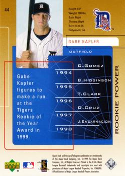 1999 Upper Deck Challengers for 70 - Challengers Edition #44 Gabe Kapler Back