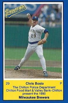 1990 Milwaukee Brewers Police - Chilton PD, Chilton Food Mart, and Valley Bank-Chilton #NNO Chris Bosio Front