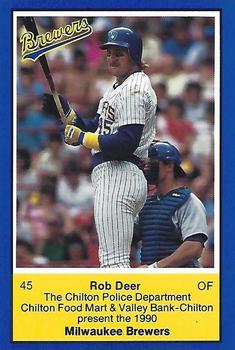 1990 Milwaukee Brewers Police - Chilton PD, Chilton Food Mart, and Valley Bank-Chilton #NNO Rob Deer Front