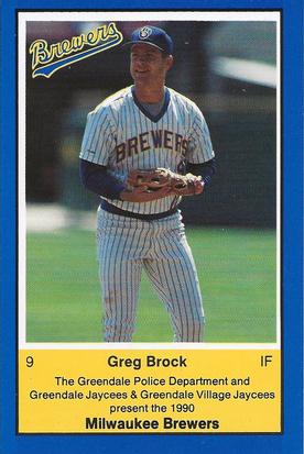 1990 Milwaukee Brewers Police - Greendale Police Department and Greendale Jaycees & Greendale Village Jaycees #NNO Greg Brock Front