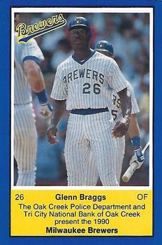 1990 Milwaukee Brewers Police - Oak Creek PD, Tri City National Bank Of Oak Creek #NNO Glenn Braggs Front