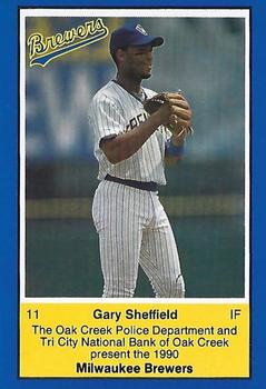 1990 Milwaukee Brewers Police - Oak Creek PD, Tri City National Bank Of Oak Creek #NNO Gary Sheffield Front