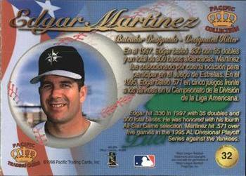 1998 Pacific - Latinos of the Major Leagues #32 Edgar Martinez Back