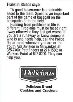 1991 Milwaukee Brewers Police - Cudahy PD, Fan Appreciation #NNO Franklin Stubbs Back