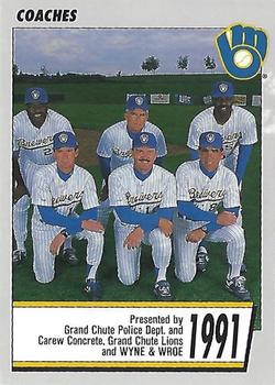 1991 Milwaukee Brewers Police - Grand Chute PD,Carew Conct,Lions,WYNE,WROE #NNO Milwaukee Brewers Coaches Front