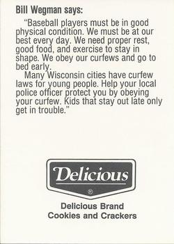 1991 Milwaukee Brewers Police - Your Local PD, & Green Giant/Pillsbury #NNO Bill Wegman Back