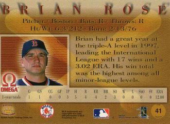 1998 Pacific Omega #41 Brian Rose Back