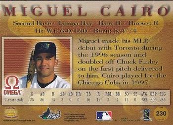 1998 Pacific Omega #230 Miguel Cairo Back