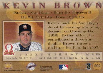 1998 Pacific Omega #202 Kevin Brown Back