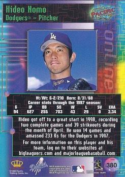 1998 Pacific Online #380 Hideo Nomo Back