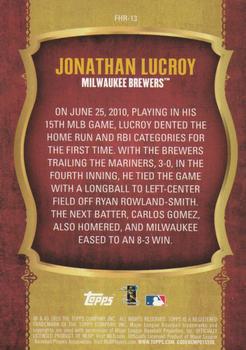 2015 Topps Update - First Home Run Gold #FHR-13 Jonathan Lucroy Back